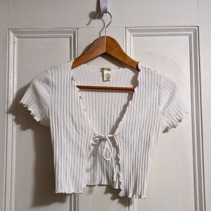Tie Front Cropped Shirt